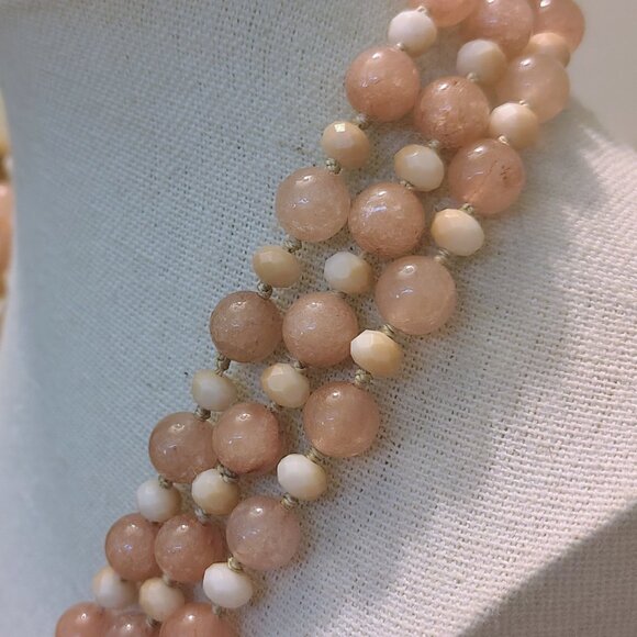 Pink Genuine Spinel Tied Bead Necklace Hand Knot Continuous - Picture 6 of 9